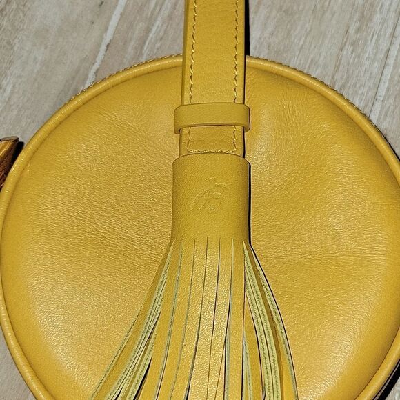 Breitling Travel Watch Case Bag Pouch Yellow Leather Round Wristlet Fringe - Picture 4 of 12